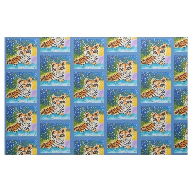 Baby Tiger "Art by Kids" Tyg (Fat Quarter)