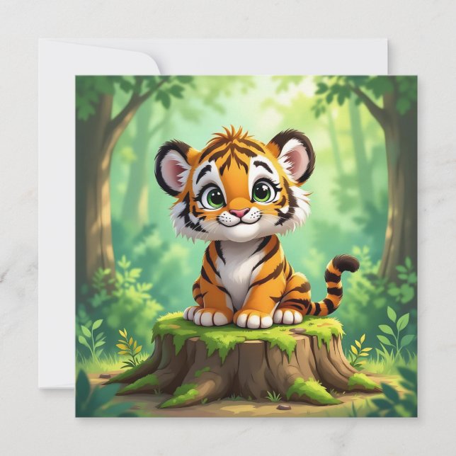 Baby Tiger | Cute Tecknad Barn Nursery Art (Framsida)