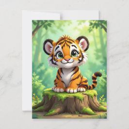 Baby Tiger | Cute Tecknad Barn Nursery Art Vykort