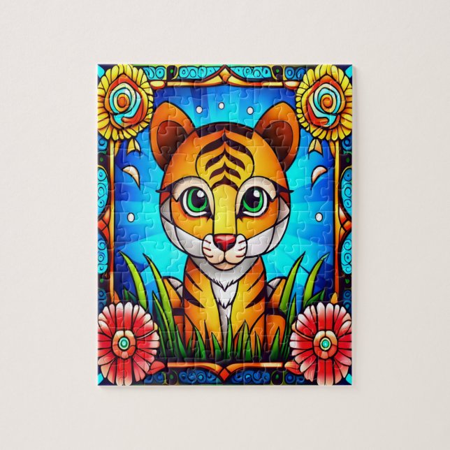 Baby Tiger i Jungle Puzzle Pussel (Vertikal)