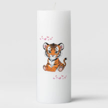 🐯Baby Tiger Konst med Rosa Fjärilar -