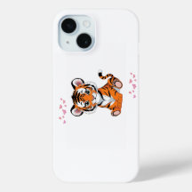 🐯Baby Tiger Konst med Rosa Fjärilar -