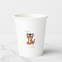 🐯Baby Tiger Konst med Rosa Fjärilar -
