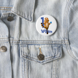 Baby Tiger Play First Birthday Button - Vild 1 Knapp