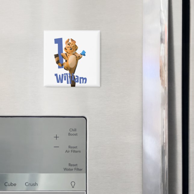 Baby Tiger Play First Birthday  Magnet (In Situ (Fridge))