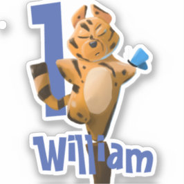 Baby Tiger Play First Birthday personlig Klistermärken