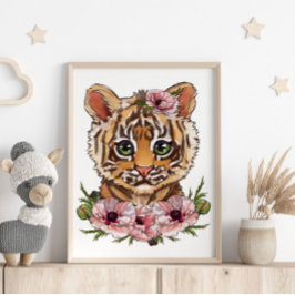 Baby Tiger Ro Animal Poster | Cute Tiger Art
