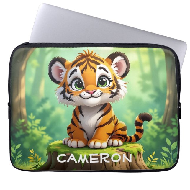 Baby Tiger | Söt Tecknad Barnkammarkonst Laptop Fodral (Framsidan)