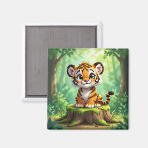 Baby Tiger Söt Tecknad Konst för Barnkammare Magnet