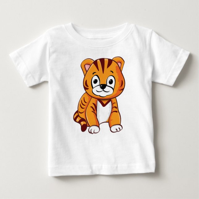 Baby Tiger Tecknad T Shirt (Framsida)