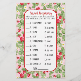 Baby till Bee Strawberry Animal Shower Game Girl Flygblad