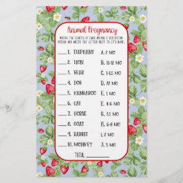 Baby till Bee Strawberry Animal Shower Game Girl Flygblad