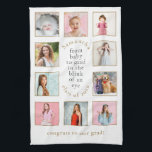 Baby till Grad 10 Foton Namn år Studenten Kökshandduk<br><div class="desc">Modern Baby till Grad 10 Foton Namn år Studenten. Med 100 % anpassade kollage på 10 bilder och text lägger du till dina favoritfoton på student under årens lopp, var och en med guld-linjen gräns. I mitten finns texten från Baby till Grad i blinkningen av öga och namn och årsklass....</div>