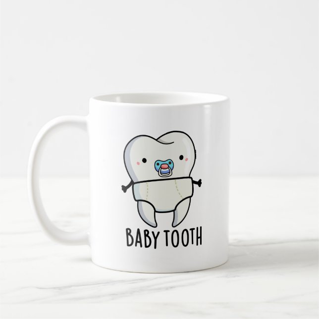 Baby Tooth Funny Teeth Pun Kaffemugg (Vänster)