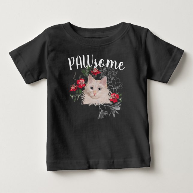 Baby topp T-shirt paw-some katt (Framsida)