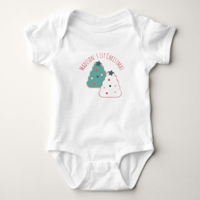 Baby: Träd Cookies Helgdag - första julen T Shirt (Framsida)