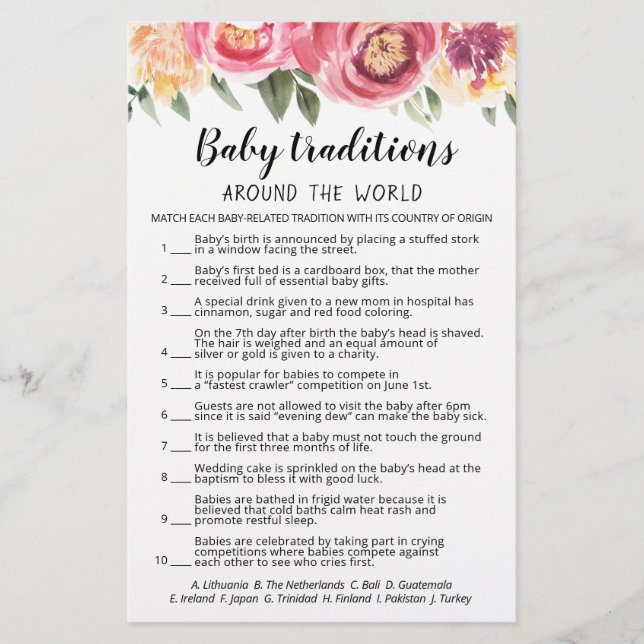 Baby Traditions spel Baby Shower fest spel  (Framsida)