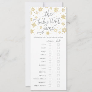 Baby Trait Guld Snowflake Baby Shower Game Card Inbjudningar