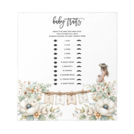 Baby Traits Baby Shower Game Anteckningsblock