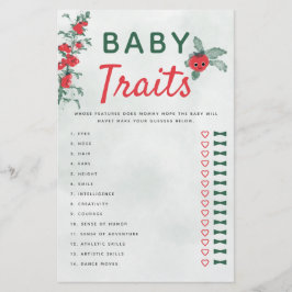 Baby Traits Baby Shower Game Rustic Tomato Vine Flygblad