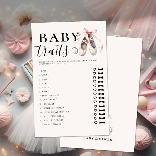 Baby Traits Girl Shower Game Rosa Ballerina Shoes Flygblad