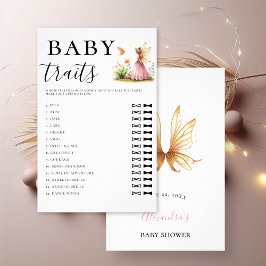 Baby Traits gissar Game Girl Shower Fairy Princess Flygblad
