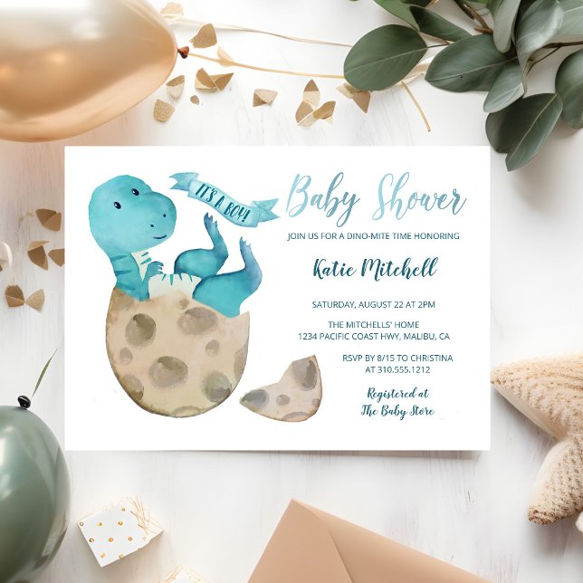 Baby TRex Hatching Dinosaur Egg Boy Shower Inbjudningar (Skapare uppladdad)