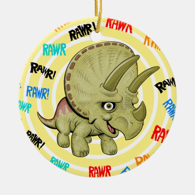 Baby Triceratops Julgransprydnad Keramik (Framsidan)