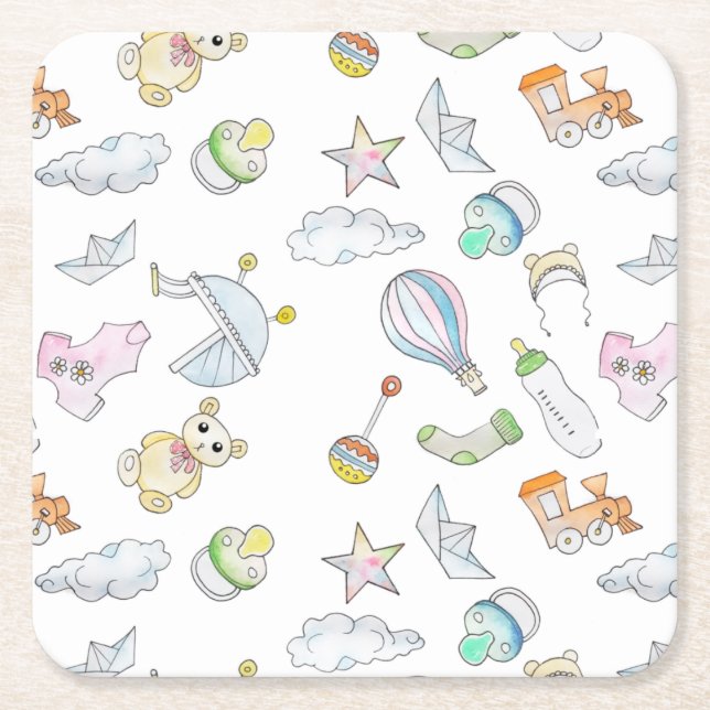 Baby Trinkets Underlägg Papper Kvadrat (Framsidan)