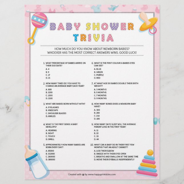 Baby Trivia [Baby Basics Rosa] Brevhuvud (Framsida)