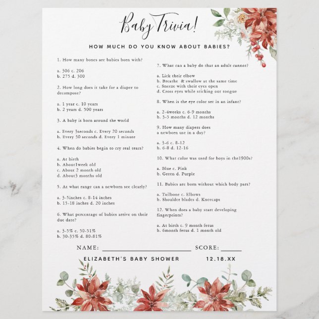 Baby Trivia | Baby Shower Lek (Framsida)