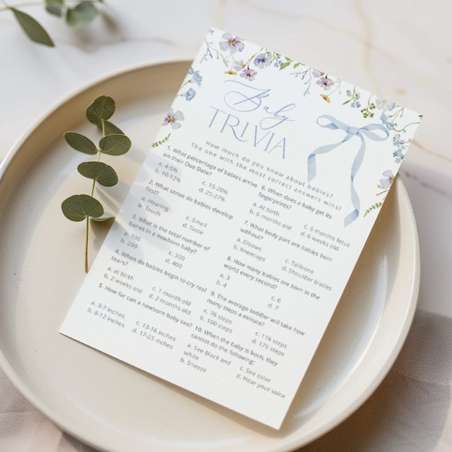 Baby trivia Blue Bow Wildblommor Babyduschspel (Skapare uppladdad)