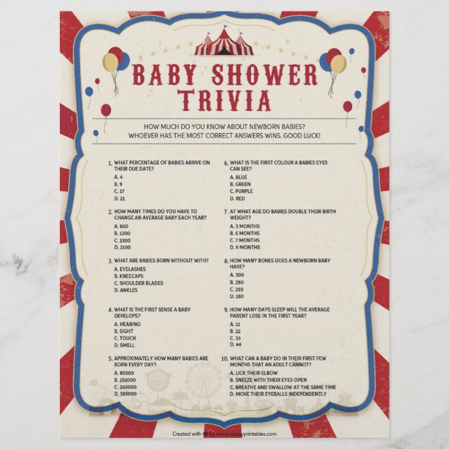 Baby Trivia [Circus-tema] Brevhuvud (Framsida)