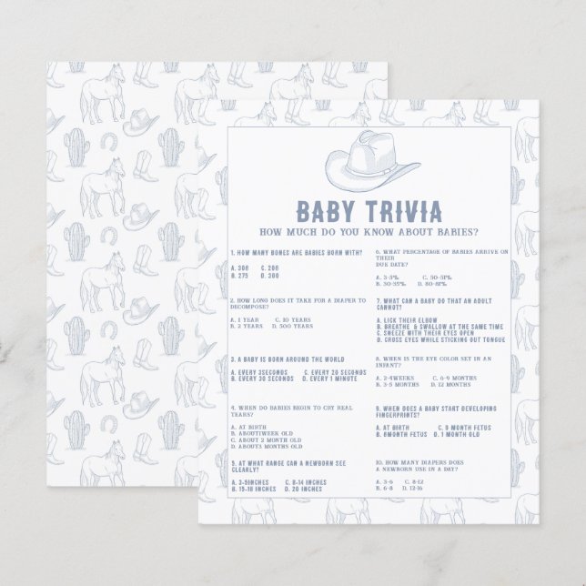 Baby Trivia Cowboy Babyfirande  (Fram/baksida)