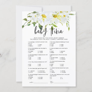 Baby Trivia Daisy Baby Shower blommigt-spelkort Inbjudningar