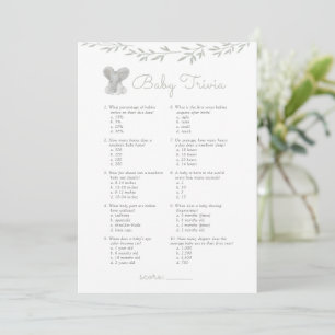 Baby Trivia Elephant Baby Shower-spel Inbjudningar