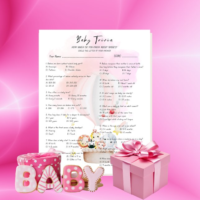 Baby Trivia Game Baby djur Safari I en Rosa Hett (Skapare uppladdad)