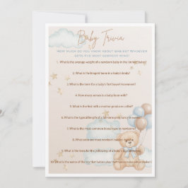 Baby Trivia Game for Boy Baby Shower, Nalle Inbjudningar