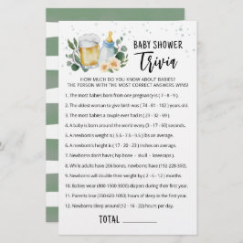 Baby Trivia Game Greenery Baby brinner party