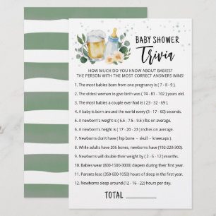 Baby Trivia Game Greenery Baby brinner party