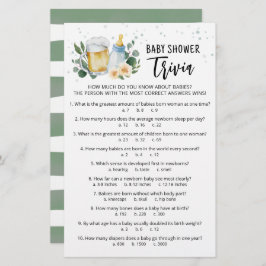 Baby Trivia Game Greenery Baby brinner party