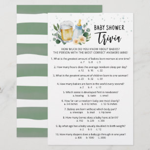 Baby Trivia Game Greenery Baby brinner party