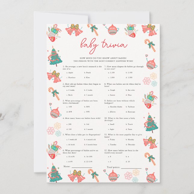 Baby Trivia-julklapp för babykläder Julkort (Framsida)