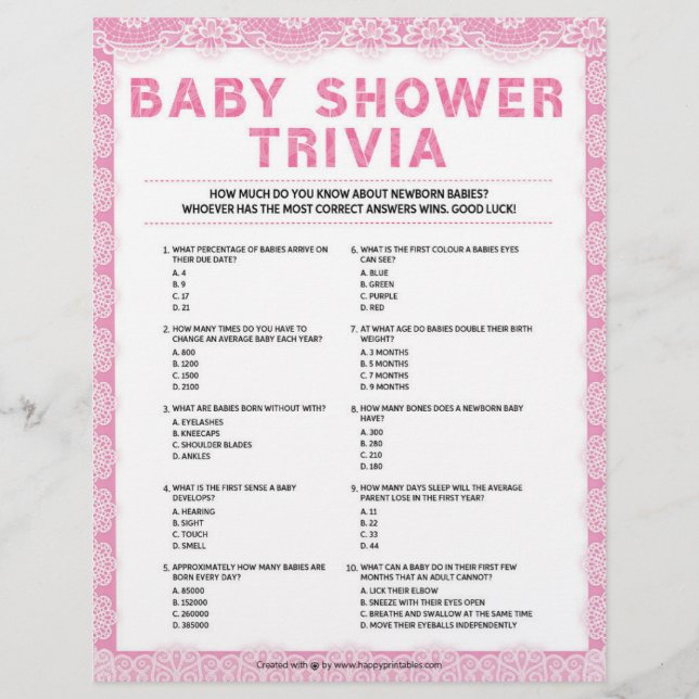 Baby Trivia [Luxury Snöre [Rosa] Brevhuvud (Framsida)