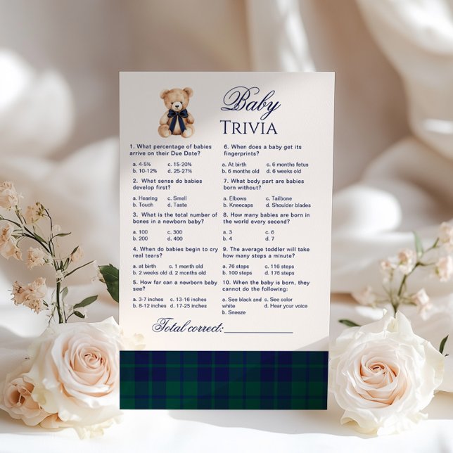 Baby Trivia Preppy Teddy Bear Navy Plaid game (Skapare uppladdad)