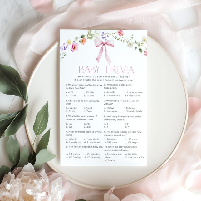 Baby trivia Rosa Bow Blommigt Babyduschspel (Skapare uppladdad)