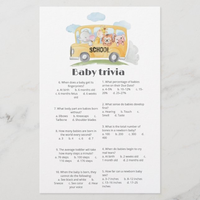 Baby trivia Scrip Cute Woodland Baby Shower Card (Framsida)