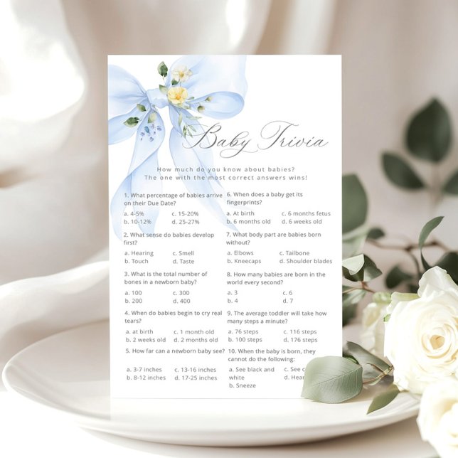 Baby trivia Script Blue Bow Babyduschspel (Skapare uppladdad)