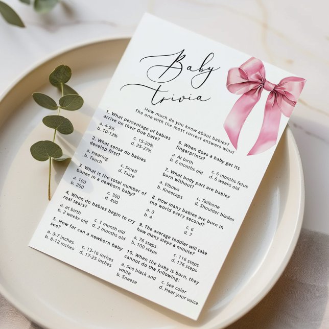 Baby trivia Script Rosa Bow Baby-duschspel (Skapare uppladdad)