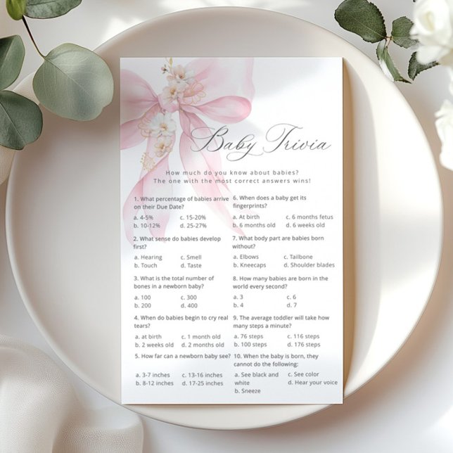 Baby trivia Script Rosa Bow Baby-duschspel (Skapare uppladdad)